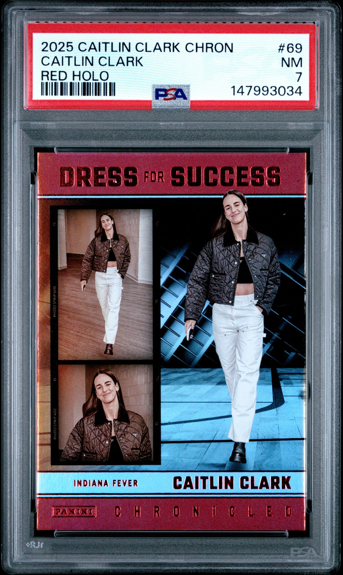 2025 Panini Caitlin Clark Chronicled Caitlin Clark #69 (Red Holo) Nm 7 front