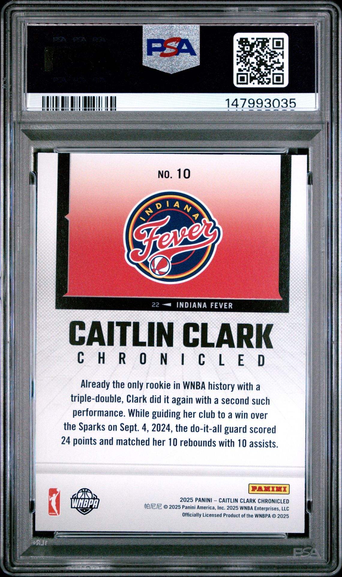 2025 Panini Caitlin Clark Chronicled Caitlin Clark #10 (Red Cracked Ice) Mint 9 back
