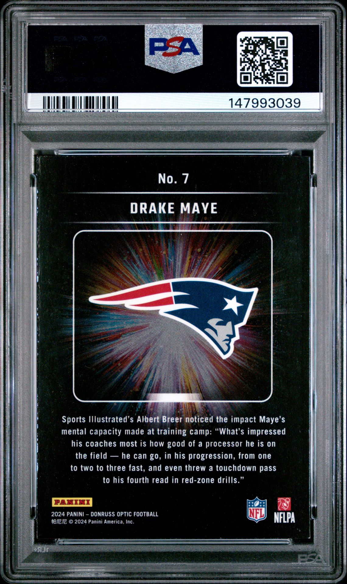 2024 Panini Donruss Optic Light It Up Drake Maye #7 Mint 9 back