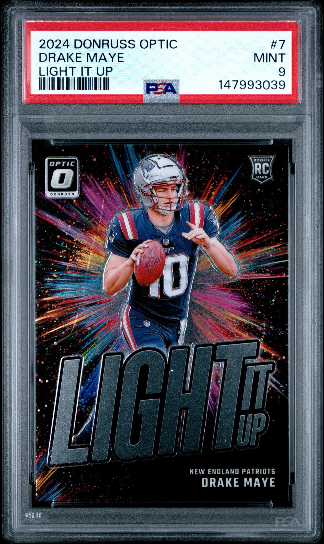 2024 Panini Donruss Optic Light It Up Drake Maye #7 Mint 9 front