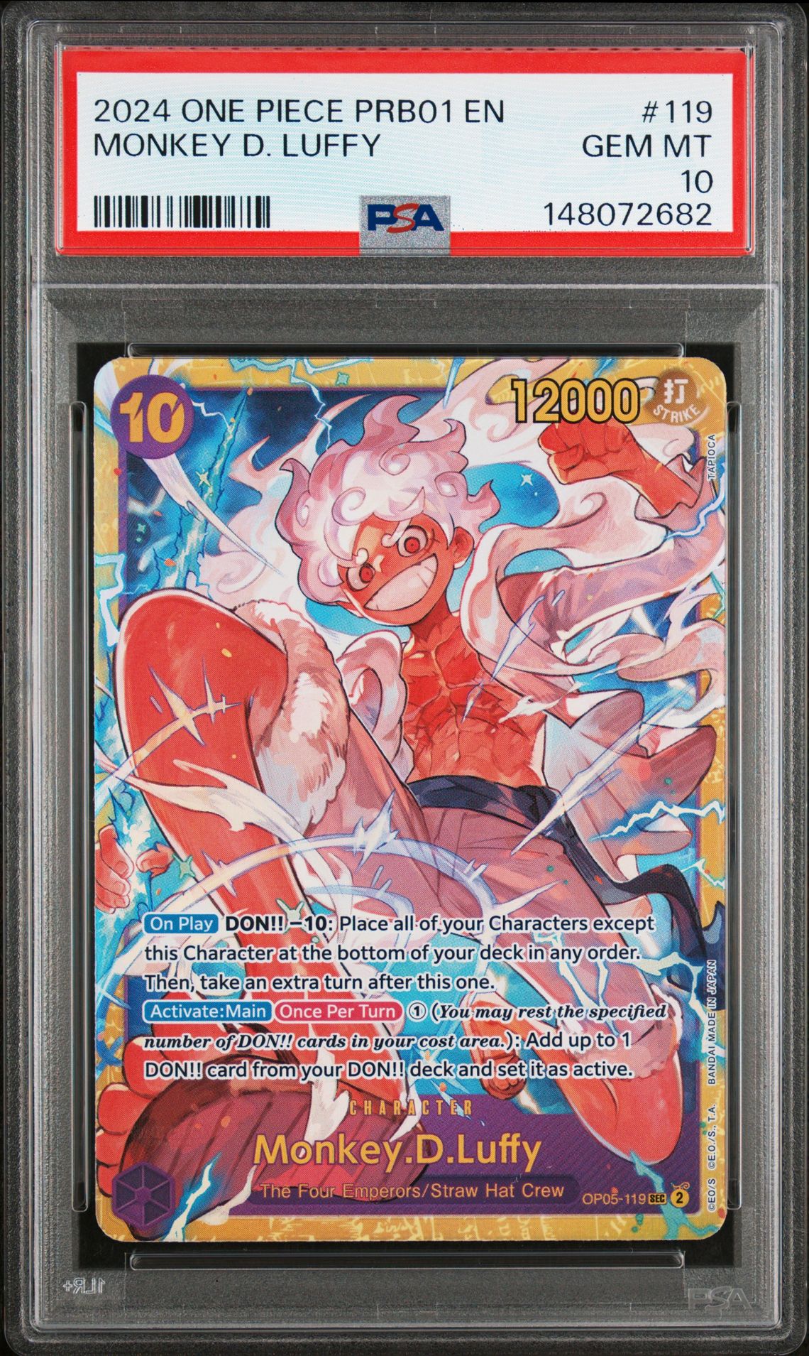 2024 One Piece Prb01-Premium Booster -One Piece Card The Best- Monkey D. Luffy #119 Gem Mt 10 front