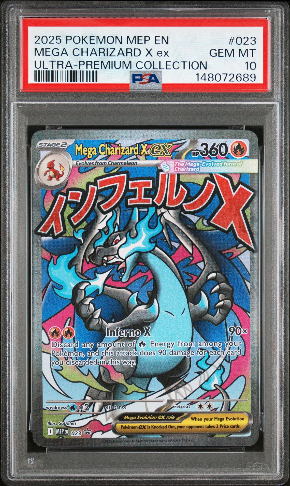 2025 Pokemon Mep En-Me Black Star Promo Mega Charizard X Ex #023 (Ultra-Premium Collection) Gem Mt 10 front