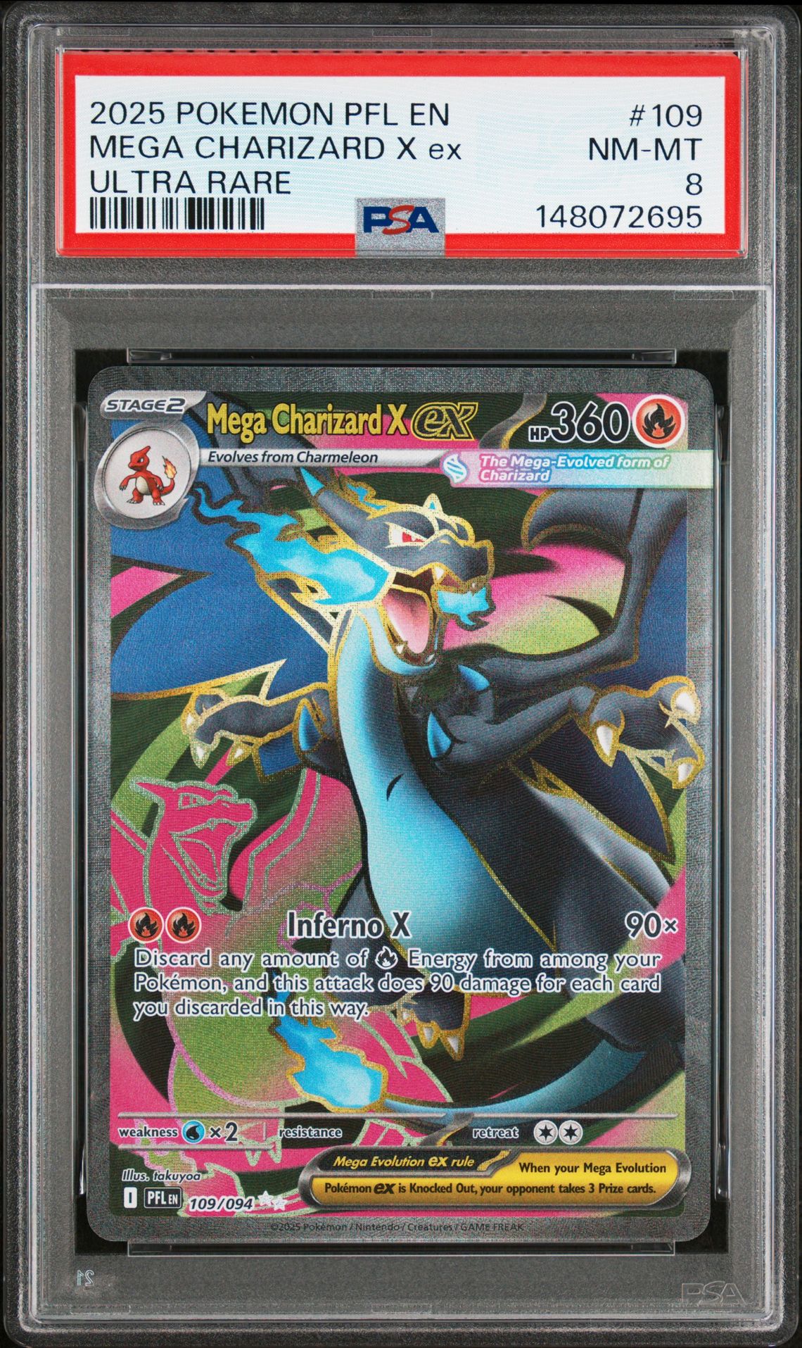 2025 Pokemon Pfl En-Phantasmal Flames Mega Charizard X Ex #109 (Ultra Rare) Nm-Mt 8 front