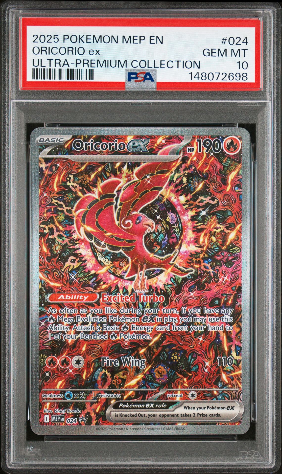 2025 Pokemon Mep En-Me Black Star Promo Oricorio Ex #024 (Ultra-Premium Collection) Gem Mt 10 front view - PSA graded GEM MT 10