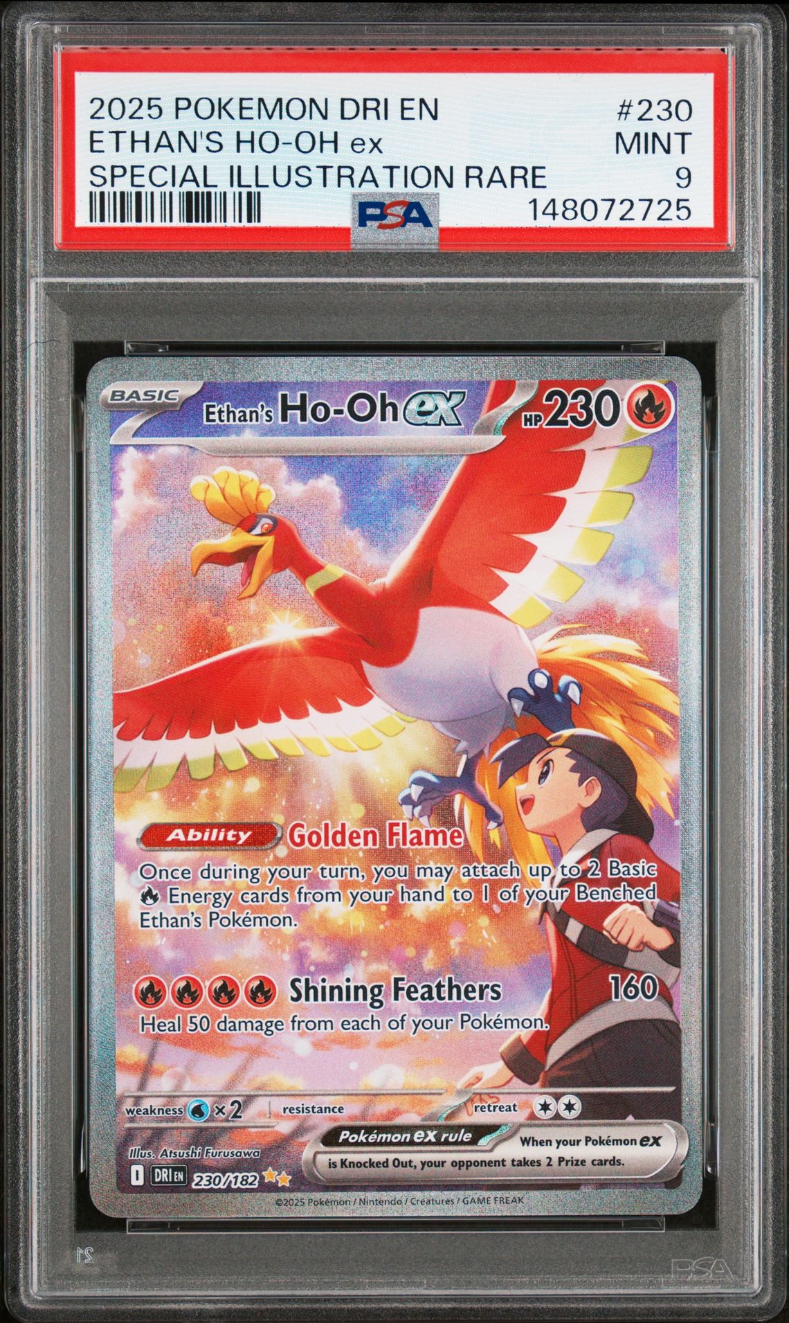 2025 Pokemon Dri En-Destined Rivals Ethan's Ho-Oh Ex #230 (Special Illustration Rare) Mint 9 front