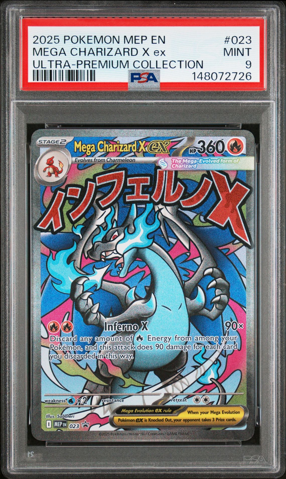 2025 Pokemon Mep En-Me Black Star Promo Mega Charizard X Ex #023 (Ultra-Premium Collection) Mint 9 front