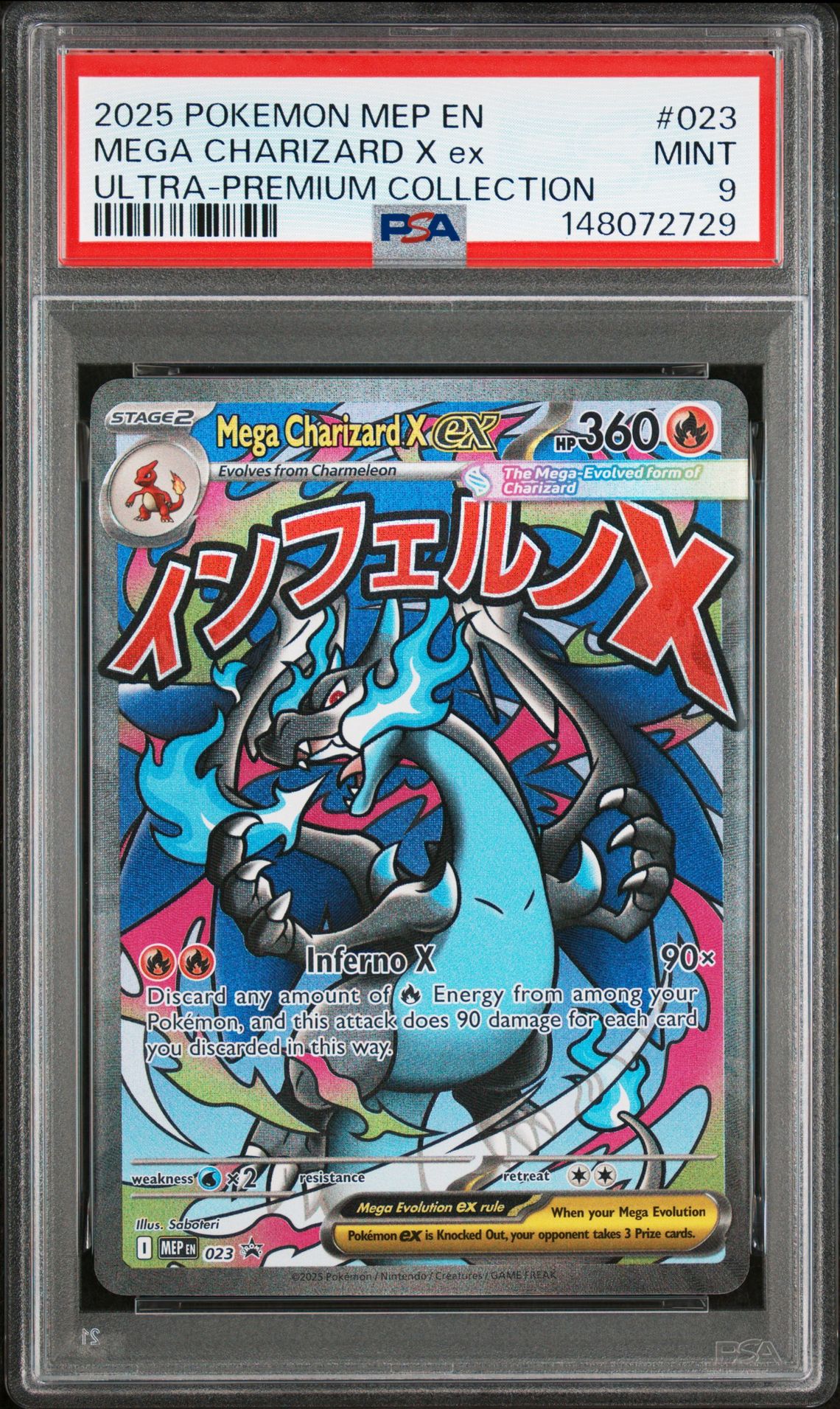 2025 Pokemon Mep En-Me Black Star Promo Mega Charizard X Ex #023 (Ultra-Premium Collection) Mint 9 front