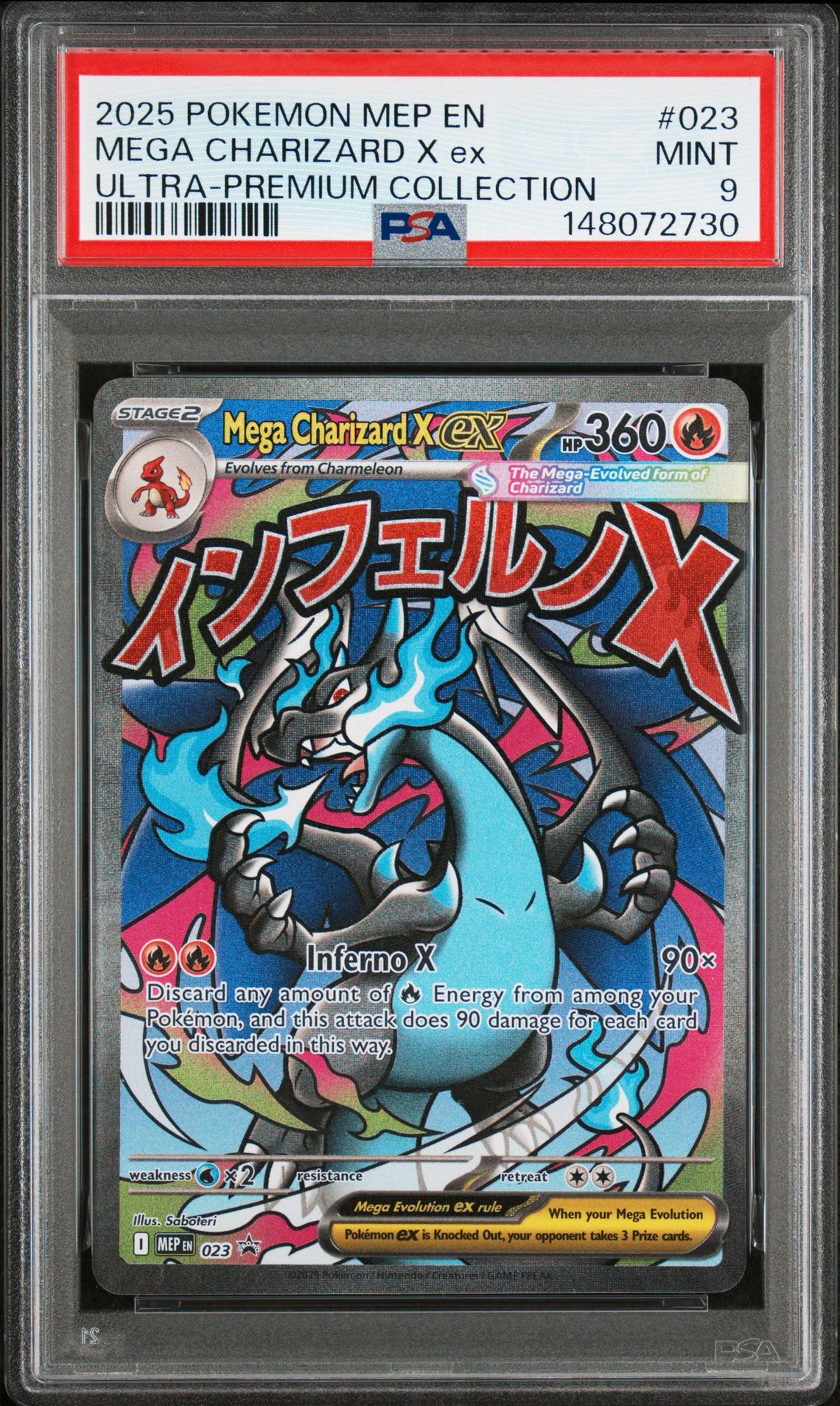 2025 Pokemon Mep En-Me Black Star Promo Mega Charizard X Ex #023 (Ultra-Premium Collection) Mint 9 front