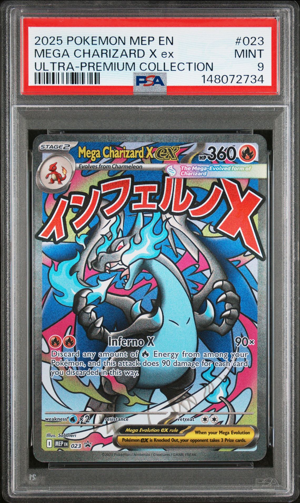 2025 Pokemon Mep En-Me Black Star Promo Mega Charizard X Ex #023 (Ultra-Premium Collection) Mint 9 front