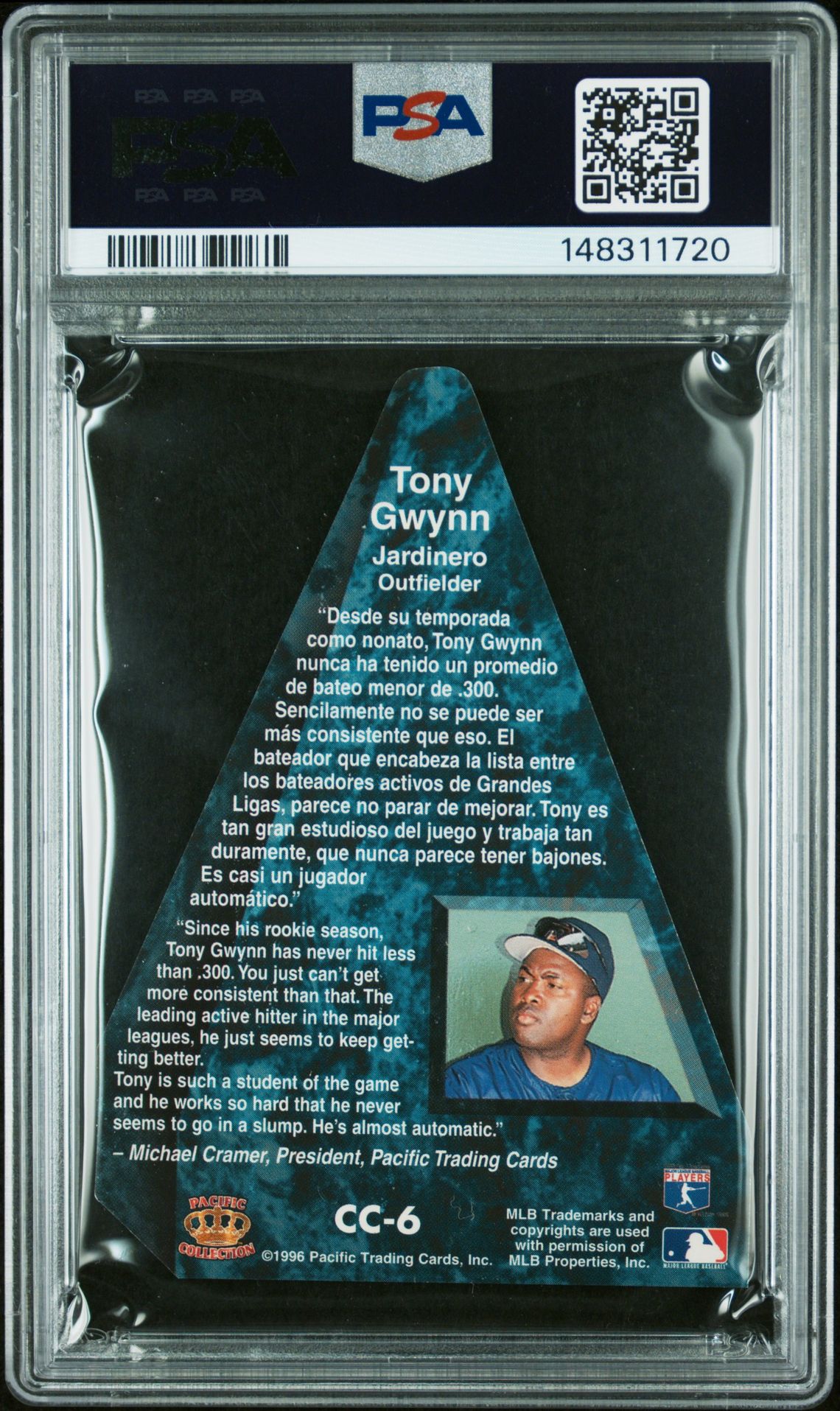 1996 Pacific Crown Royale Cramer's Choice Awards Tony Gwynn #Cc6 (Cramer's Choice Award) Mint 9 back