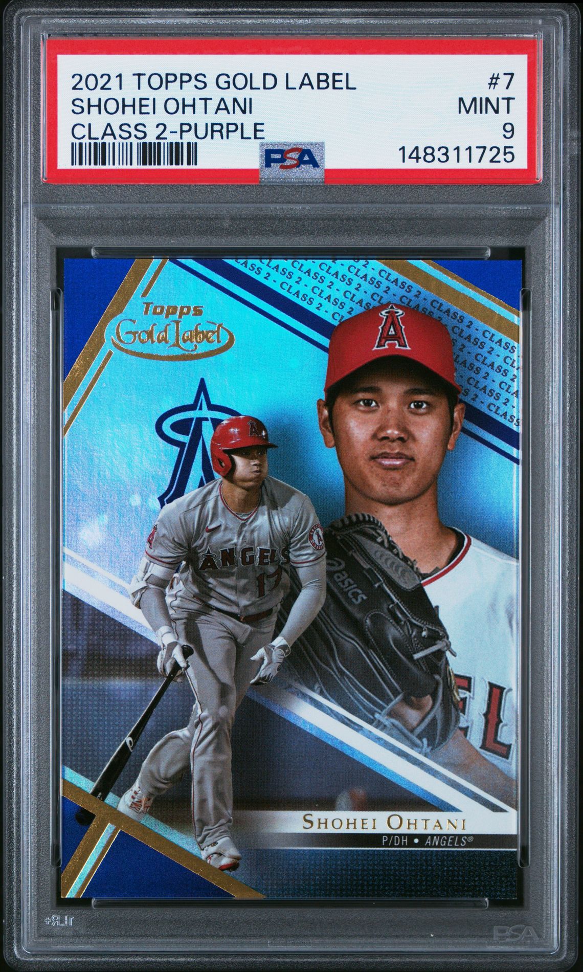 2021 Topps Gold Label Shohei Ohtani #7 (Class 2-Purple) Mint 9 front