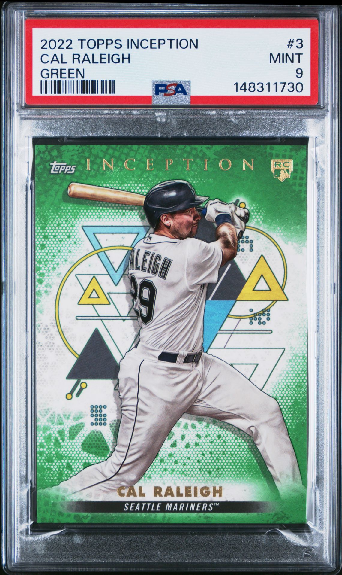2022 Topps Inception Cal Raleigh #3 (Green) Mint 9 front