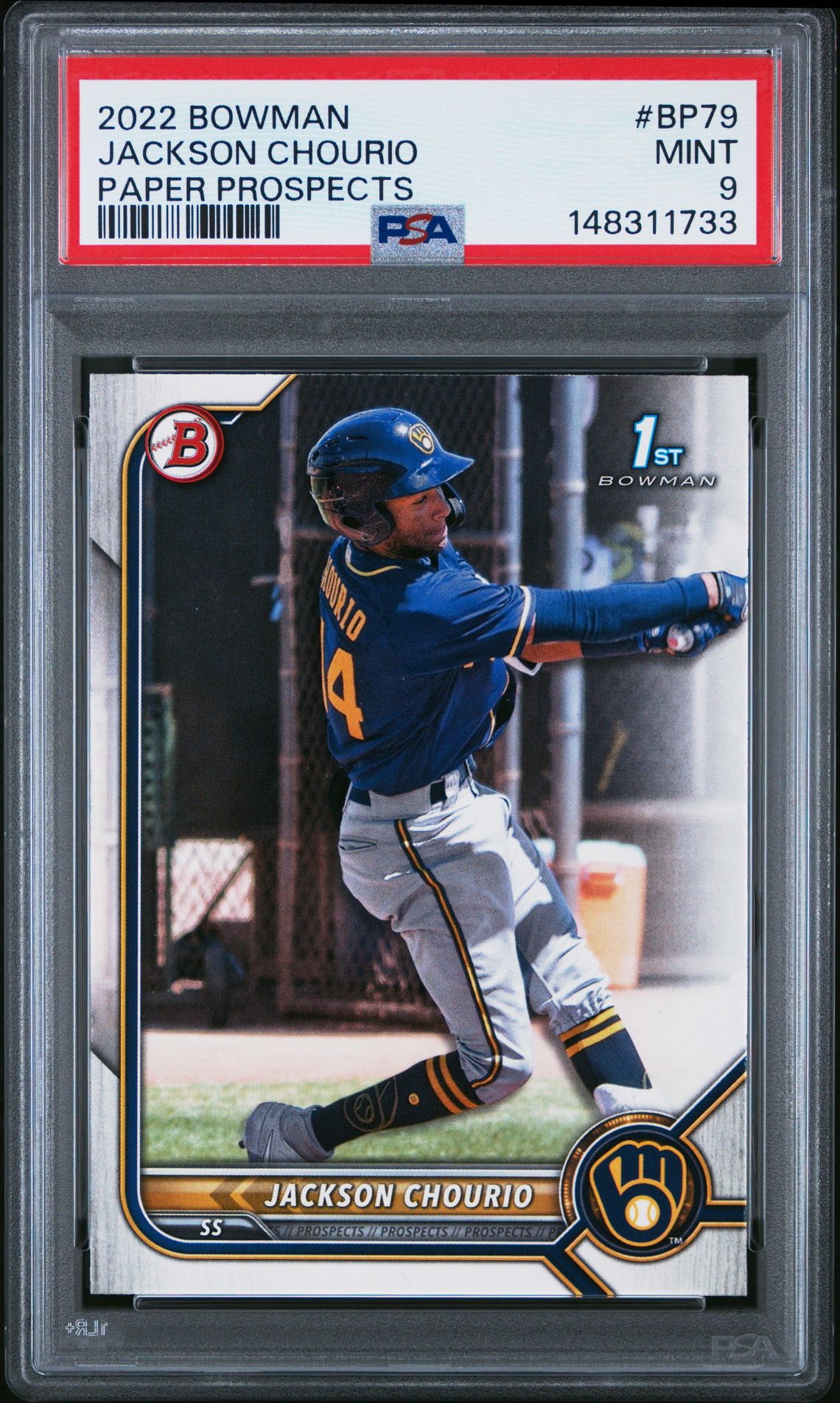 2022 Bowman Paper Prospects Jackson Chourio #Bp79 (Paper Prospects) Mint 9 front