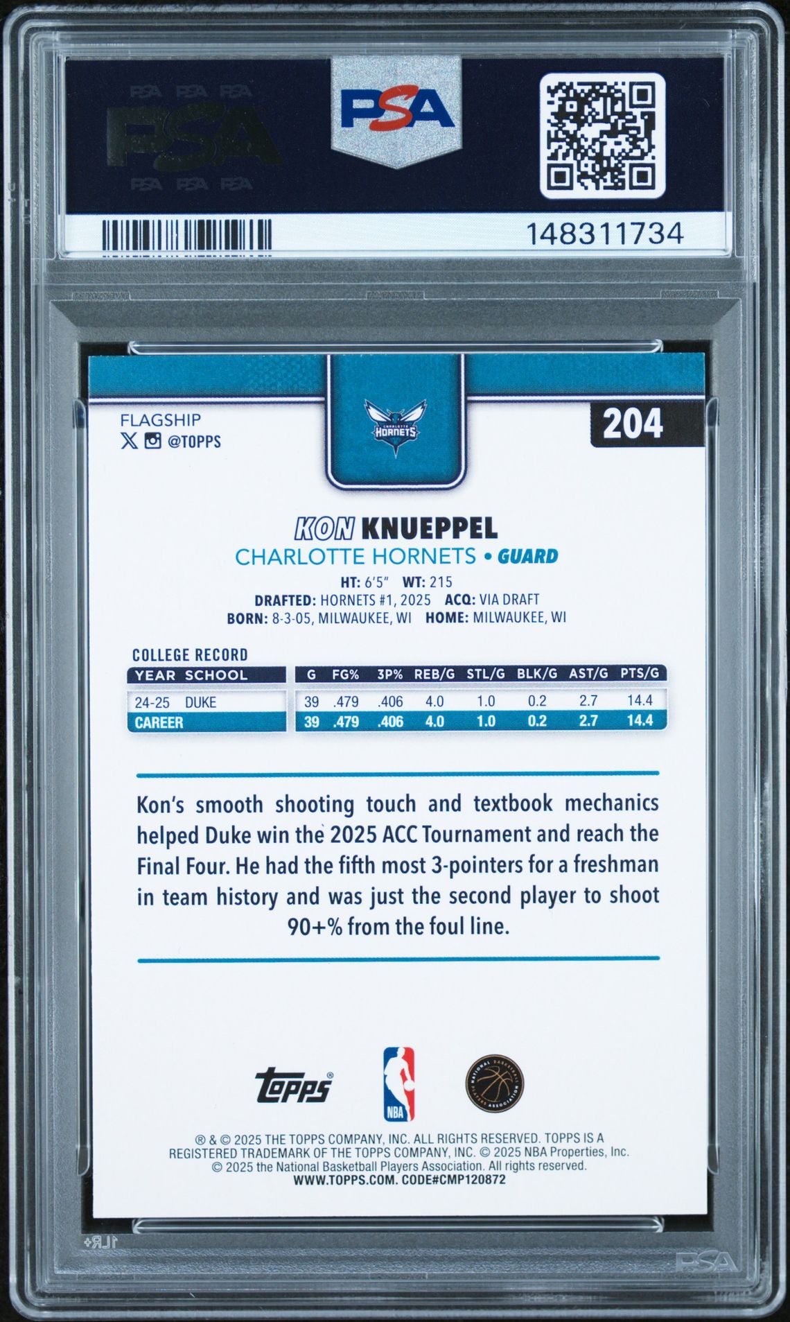 2025 Topps Kon Knueppel #204 Nm-Mt 8 back