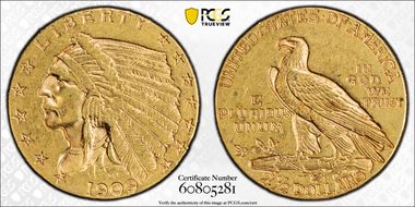 1909 $2.50 AU58