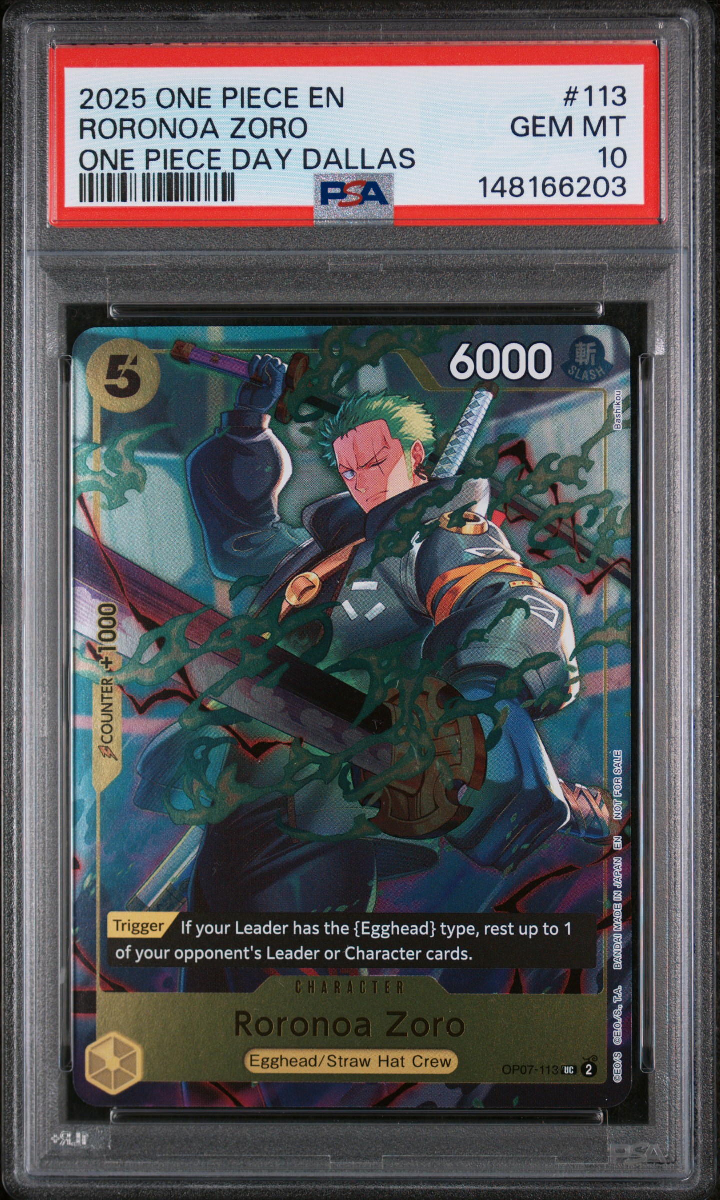2025 #113 Roronoa Zoro PSA 10 One Piece Promos