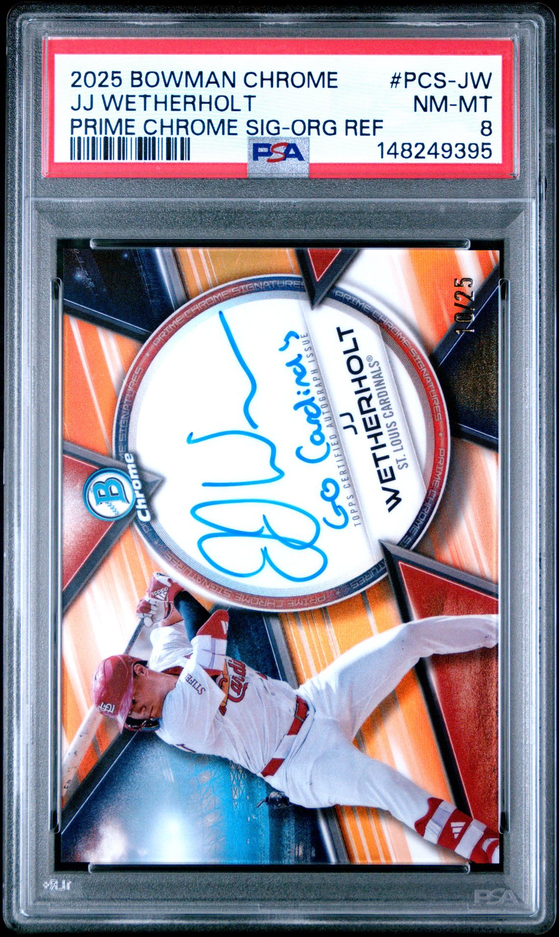 2025 Bowman Chrome BOWMAN CHROME PRIME CHROME SIGNATURES ORG REF #PCS-JW Jj Wetherholt front