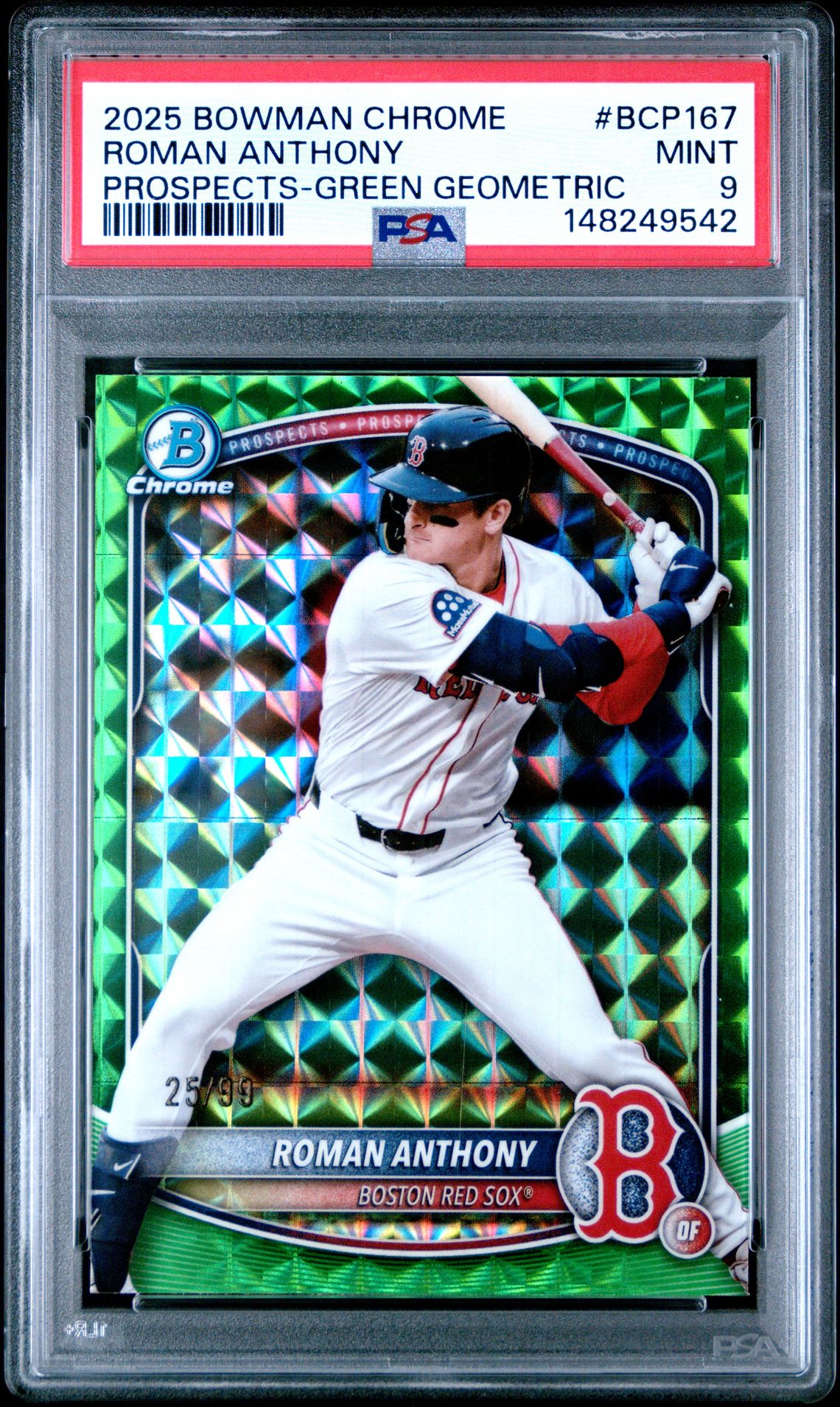 2025 Bowman BOWMAN CHROME PROSPECTS GREEN GEOMETRIC #BCP167 Roman Anthony front