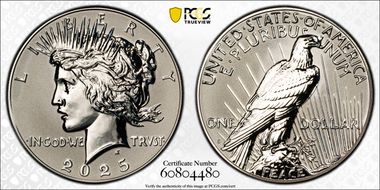 2025-S $1 Peace Dollar Rev PR Two-Coin Reverse Proof Set PR70
