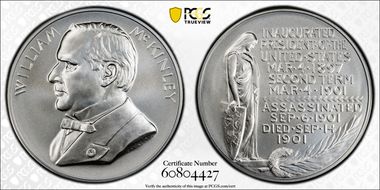 (2025) Medal William McKinley "1901" Silver Matte Finish MS70
