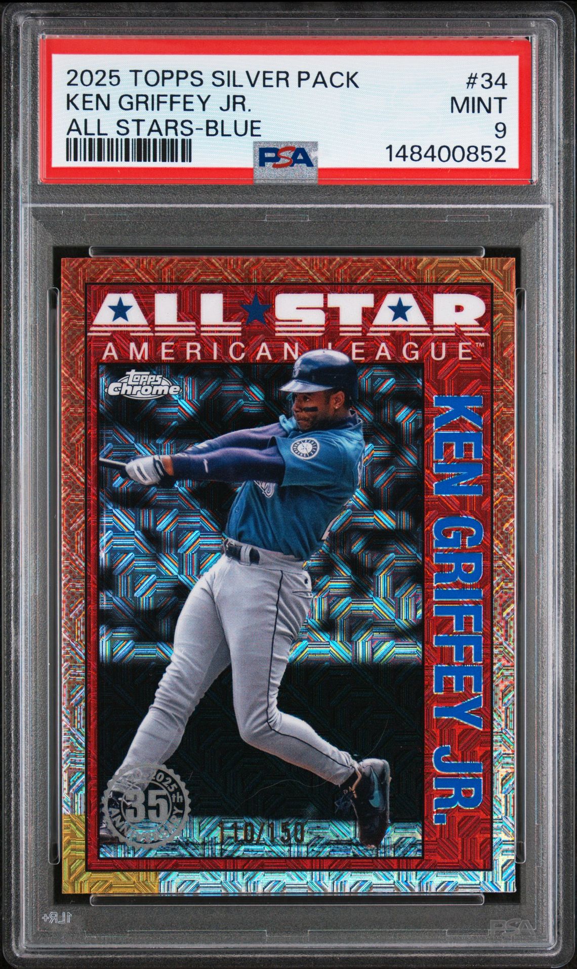 2025 Topps TOPPS SILVER PACK 1990 CHROME ALL STARS BLUE #34 Ken Griffey Jr. front