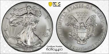 2012 $1 Silver Eagle MS70