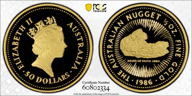 1986-P $50 Nugget 1/2oz Au PR69DCAM