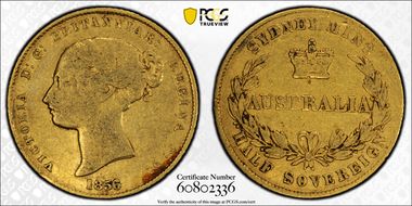 1856-SY 1/2 Sov Berry above L of HALF N1