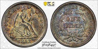 1853 10C Arrows MS62