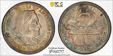 1893 50C Columbian AU55