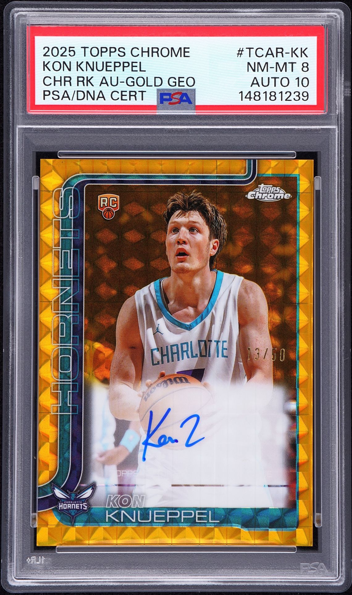 2025 Topps TOPPS CHROME CHROME ROOKIE AUTOGRAPHS Gold #TCAR-KK Kon Knueppel front