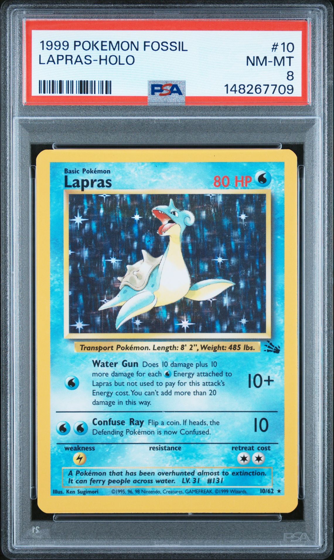 1999 Pokemon POKEMON FOSSIL Holo #10 Lapras-Holo front