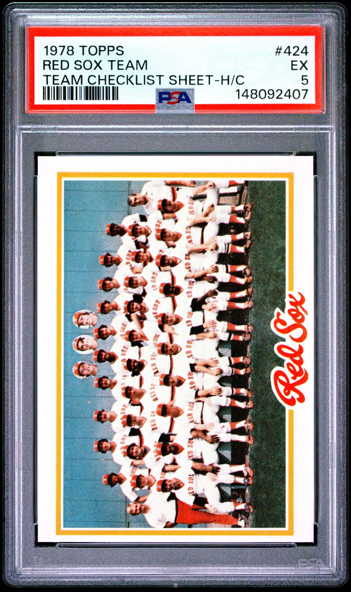 1978 Topps TOPPS TEAM CHECKLIST SHEET-HAND-CUT H/C #424 Red Sox Team front