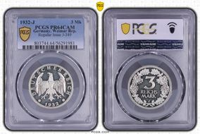 1932-J 3 Mk Regular Issue J-349 PR64CAM