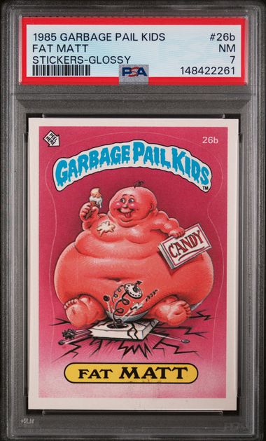1985 Topps Garbage Pail Kids STICKERS-GLOSSY #26B Fat Matt front