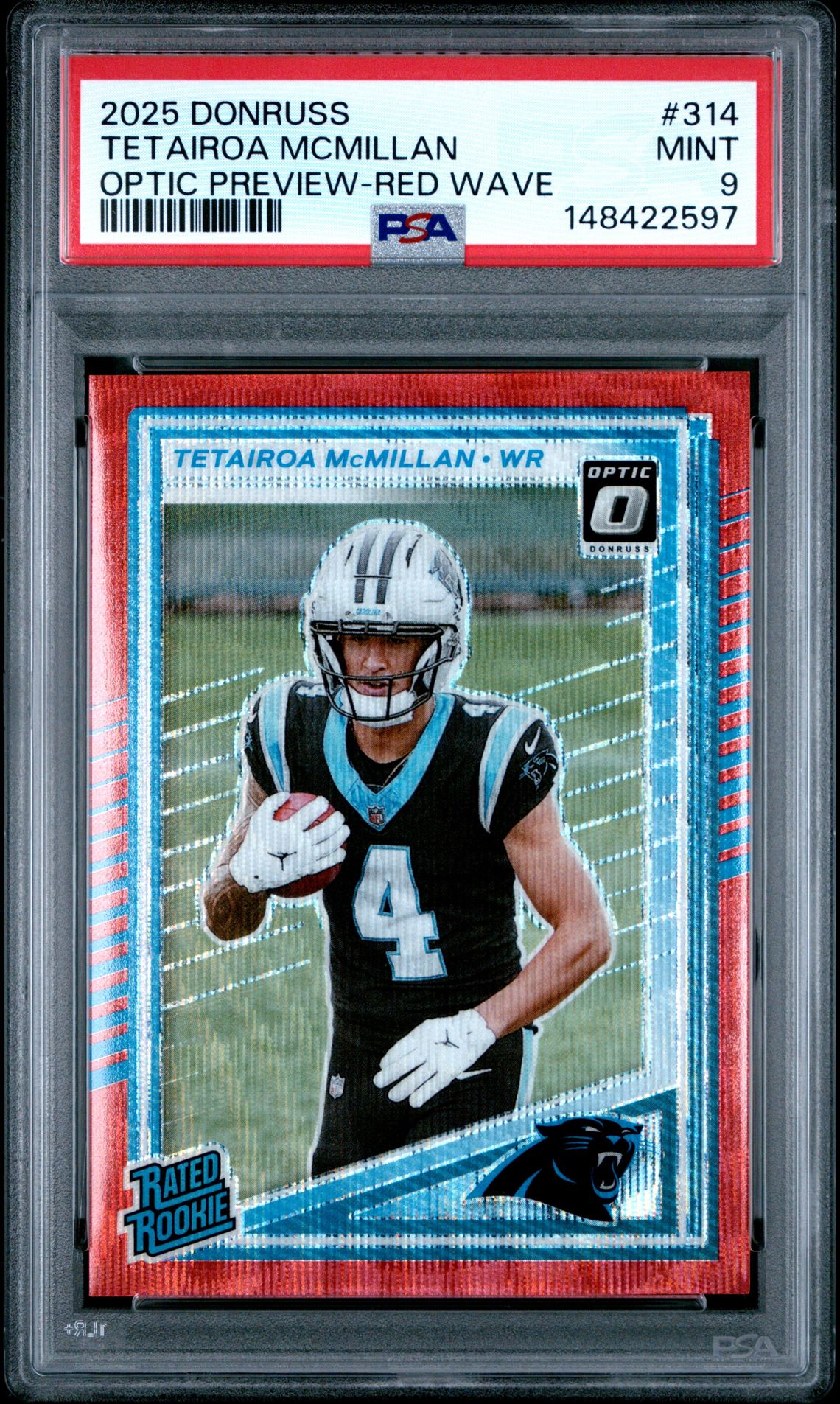 2025 Panini Donruss OPTIC PREVIEW-RED WAVE #314 Tetairoa Mcmillan front