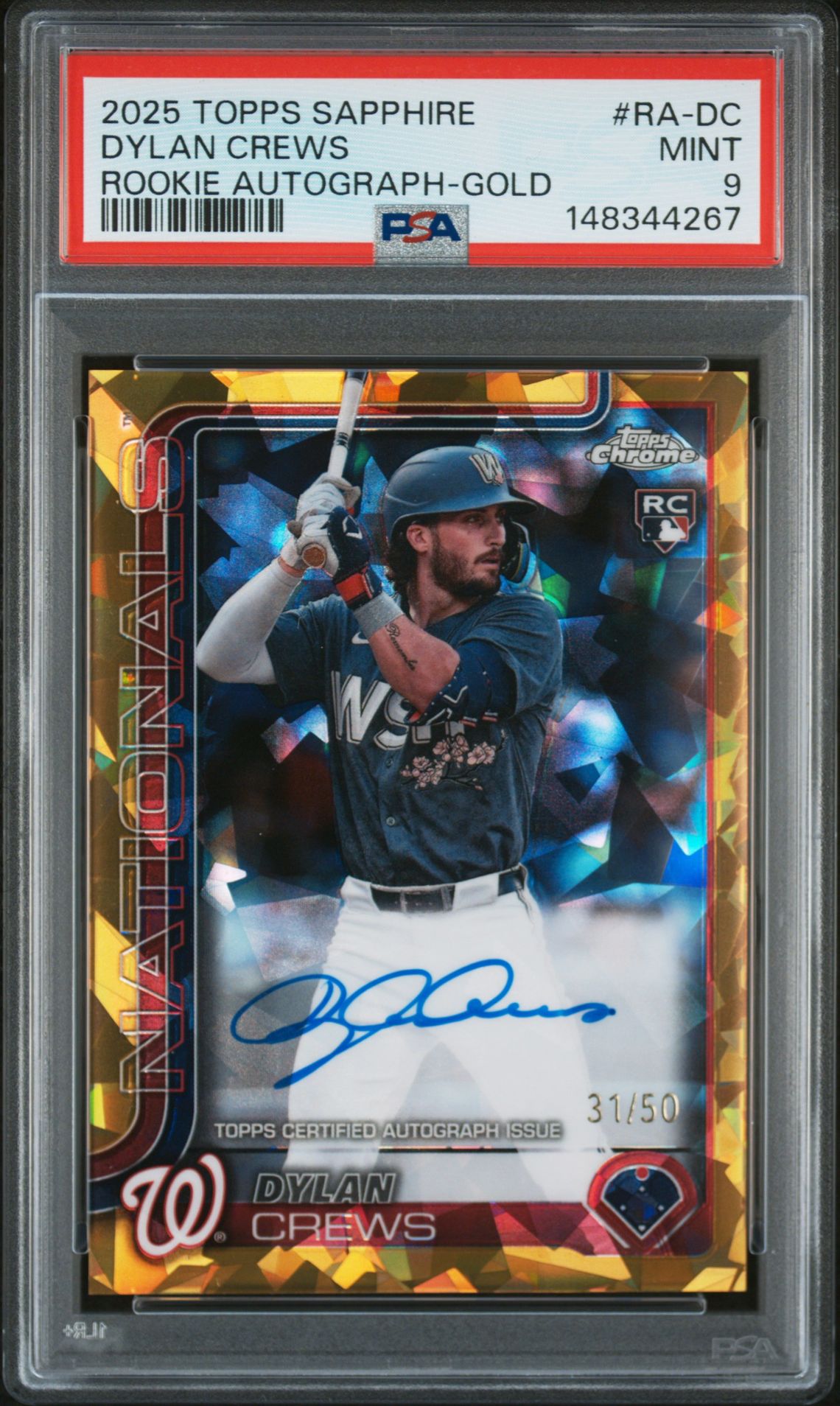 2025 Topps TOPPS CHROME SAPPHIRE ROOKIE AUTOGRAPHS GOLD #RA-DC Dylan Crews front