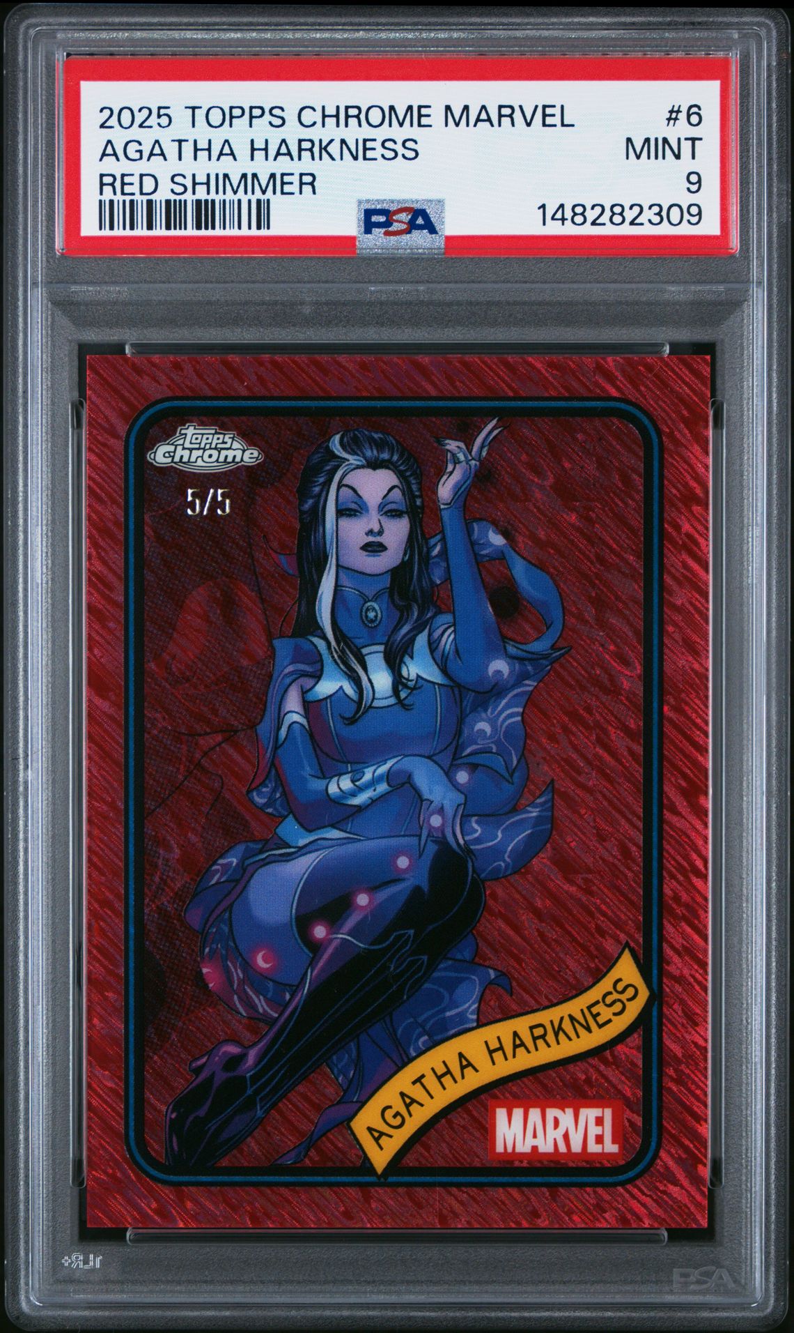 2025 Topps TOPPS CHROME MARVEL Red Shimmer Agatha Harkness front