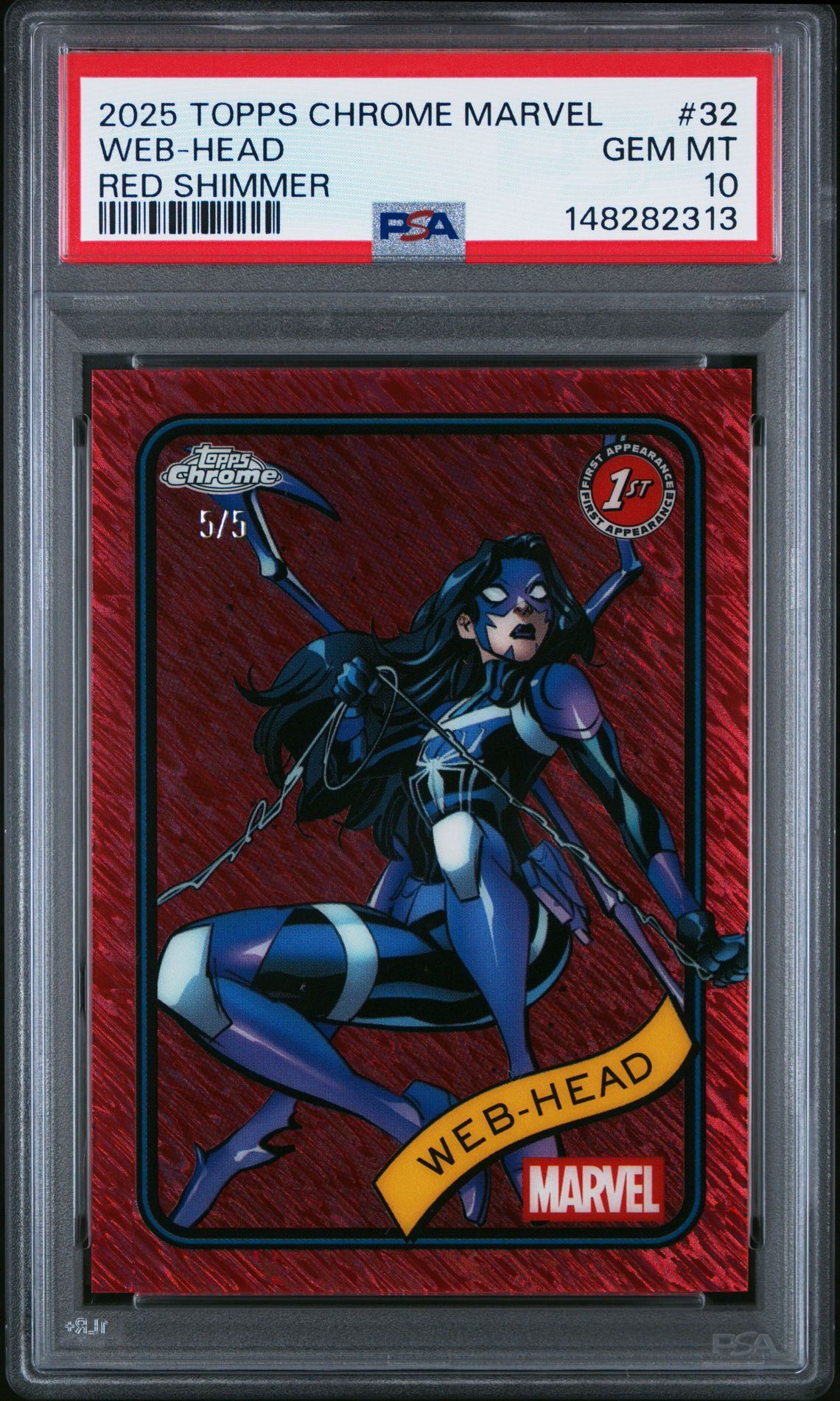 2025 Marvel TOPPS CHROME MARVEL SAPPHIRE EDITION AQUA #32 Web-Head front