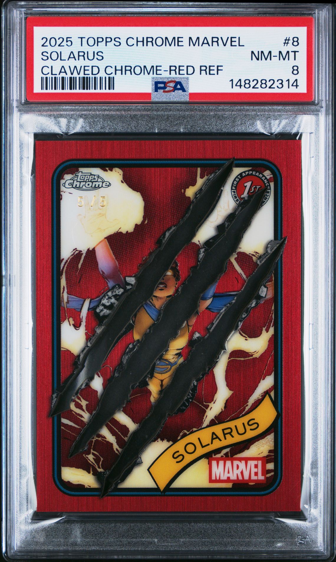 2025 Topps TOPPS CHROME MARVEL CLAWED CHROME-RED REF #8 Solarus front