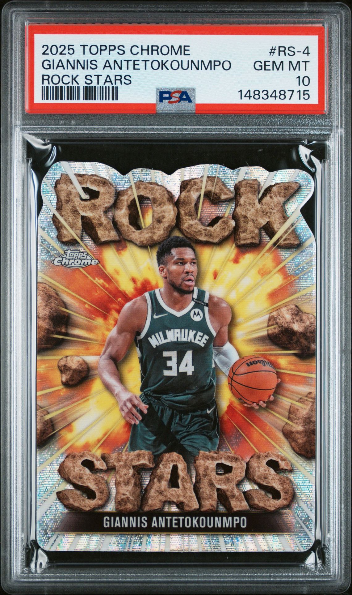 2025 Topps Chrome TOPPS CHROME ROCK STARS #RS-4 Giannis Antetokounmpo front