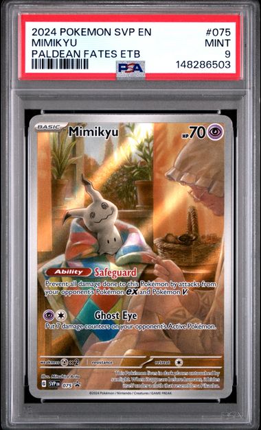 2024 POKEMON SVP EN-SV BLACK STAR PROMO #075 MIMIKYU PALDEAN FATES ETB (PSA 9) (PSA 9) – 148286503