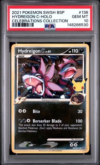 2021 POKEMON SWSH BLACK STAR PROMO #138 HYDREIGON C-HOLO CELEBRATIONS COLLECTION (PSA 10) (PSA 10) – 148286530