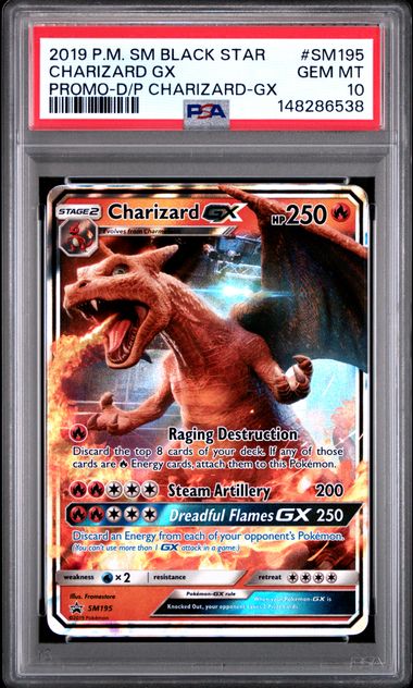 2019 POKEMON SM BLACK STAR PROMO #SM195 CHARIZARD GX PROMO-D/P CHARIZARD-GX (PSA 10) (PSA 10) – 148286538