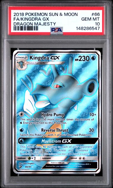 2018 POKEMON SUN & MOON DRAGON MAJESTY #66 FA/KINGDRA GX DRAGON MAJESTY (PSA 10) (PSA 10) – 148286547