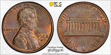 1982-D 1C Bronze AU58BN