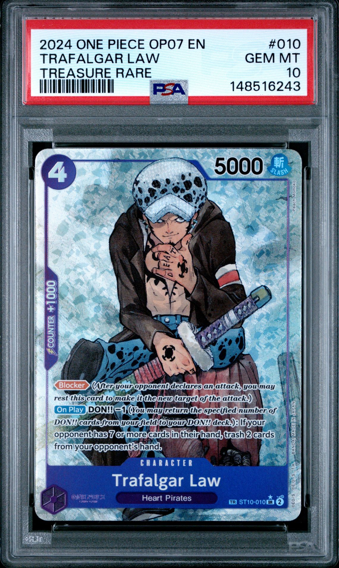 2024 One Piece ONE PIECE OP07-500 YEARS IN THE FUTURE TREASURE RARE #010 Trafalgar Law front