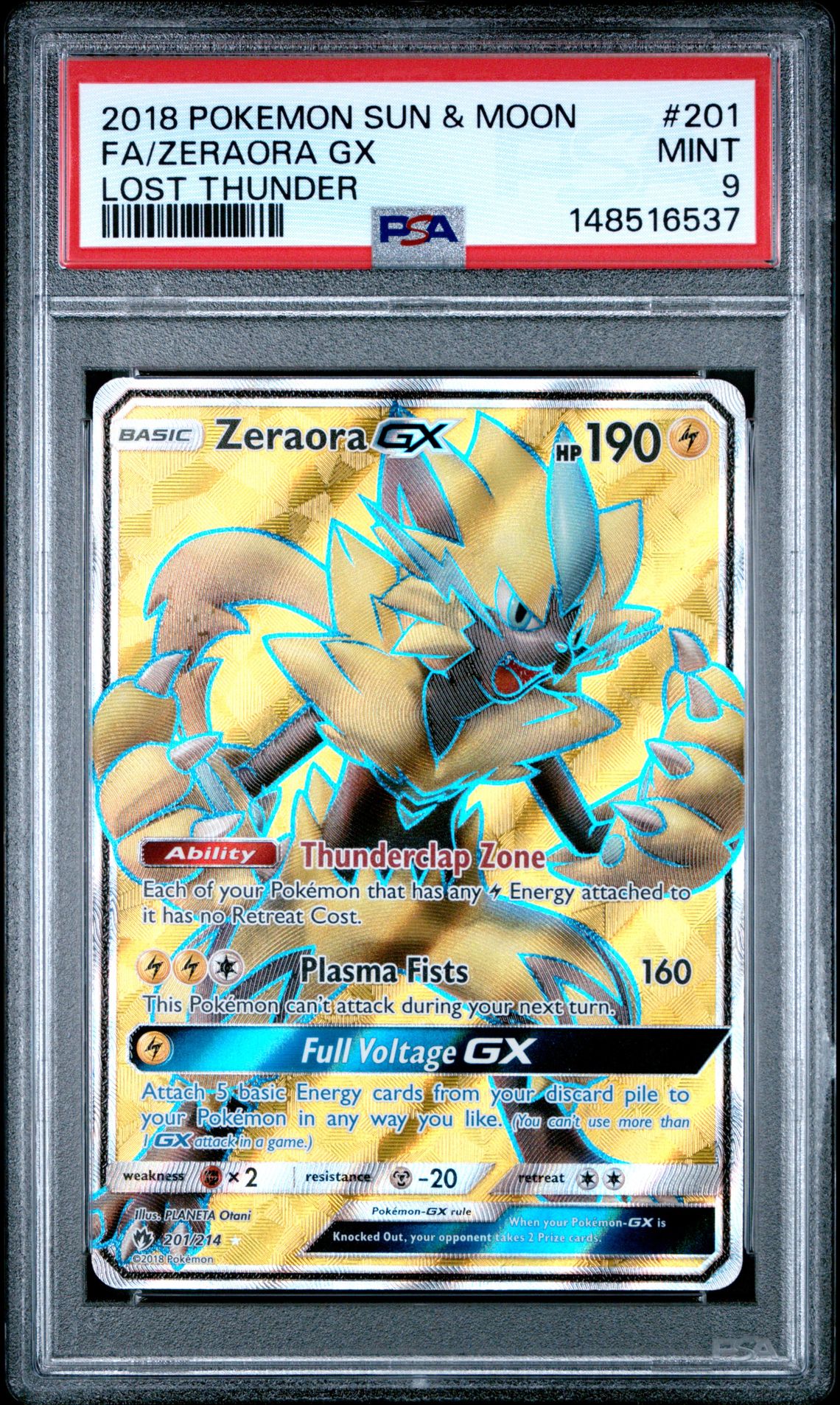 2018 Pokemon POKEMON SUN & MOON LOST THUNDER #201 Fa/Zeraora Gx front