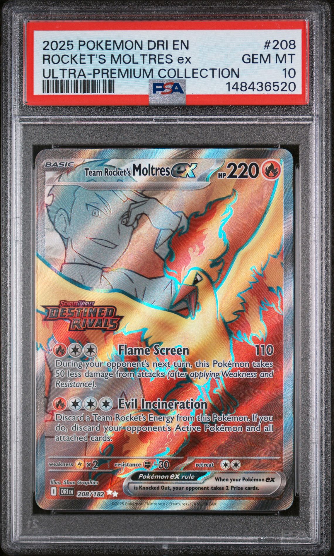 2025 Pokemon POKEMON DRI EN-DESTINED RIVALS ULTRA RARE #208 Rocket's Moltres EX front