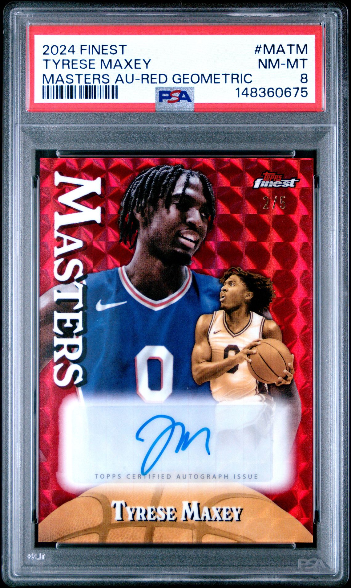 2024 Topps TOPPS FINEST MASTERS AUTOGRAPH RED GEOMETRIC #MATM Tyrese Maxey front